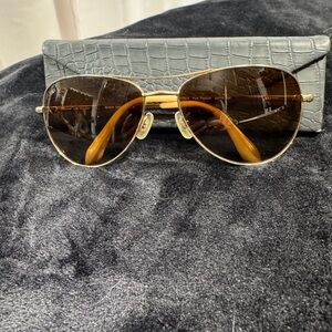 Gold Aviator Sunglasses with Brown Lenses